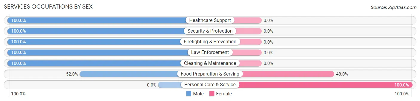 Services Occupations by Sex in Chesterbrook