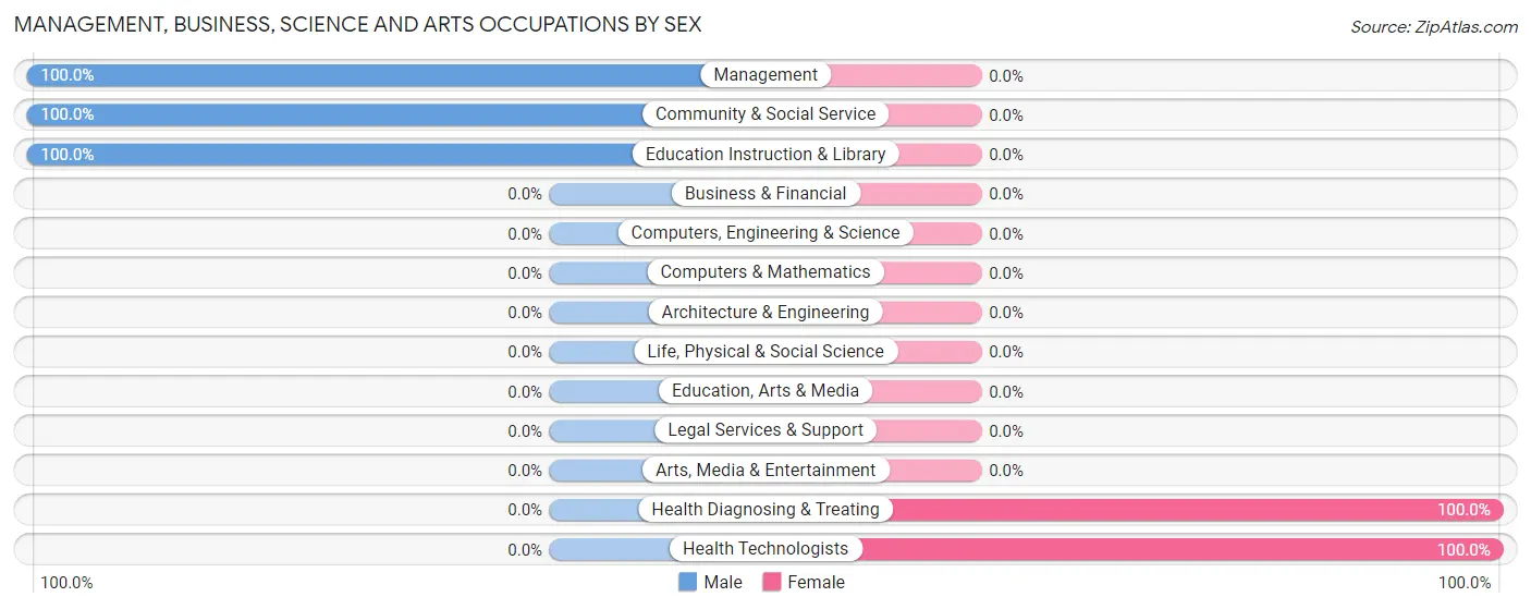 Management, Business, Science and Arts Occupations by Sex in Chewton