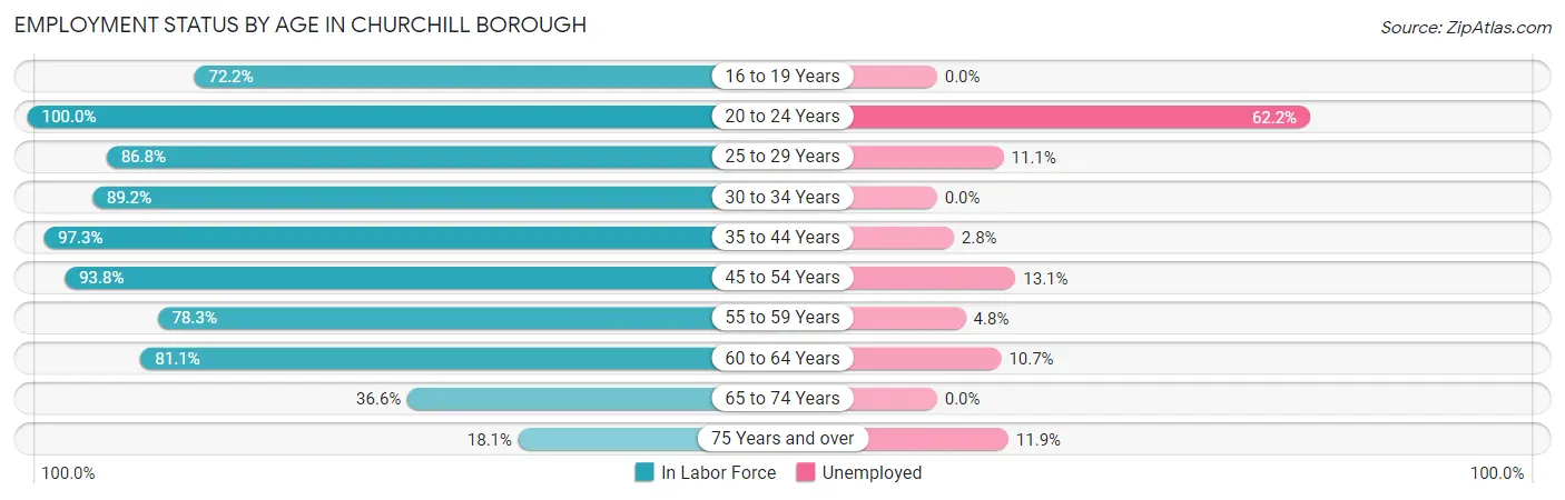 Employment Status by Age in Churchill borough