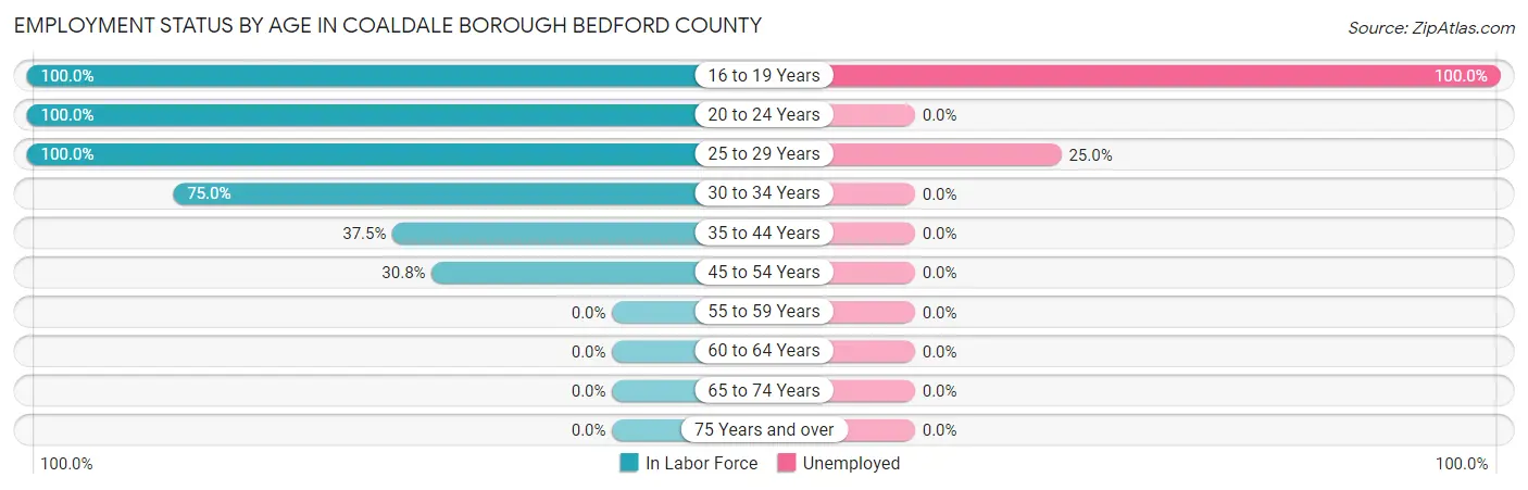 Employment Status by Age in Coaldale borough Bedford County