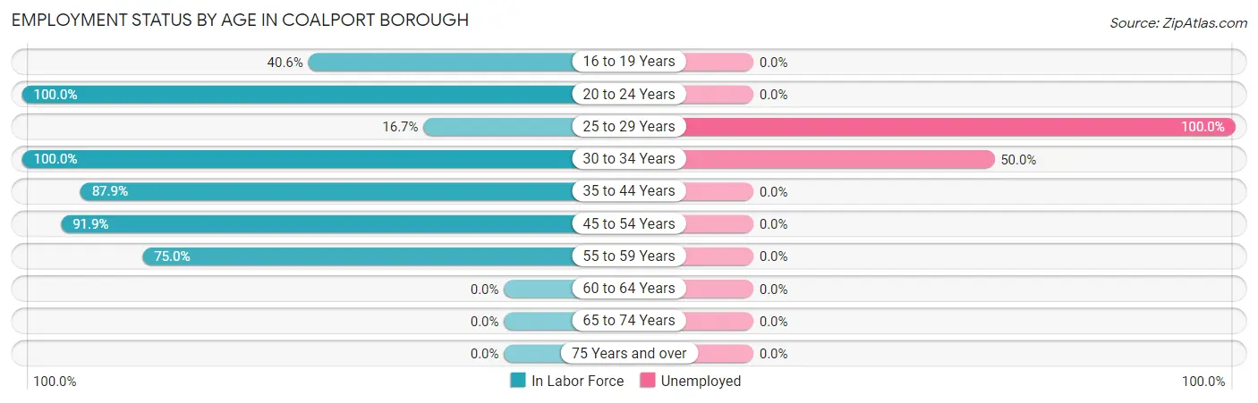 Employment Status by Age in Coalport borough