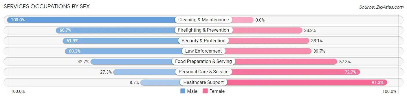 Services Occupations by Sex in Collegeville borough
