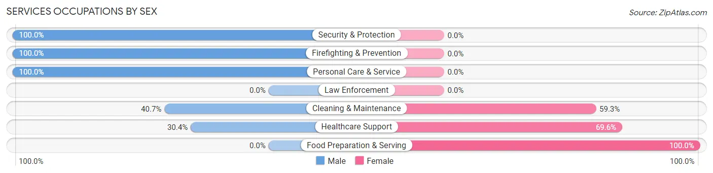 Services Occupations by Sex in Colwyn borough