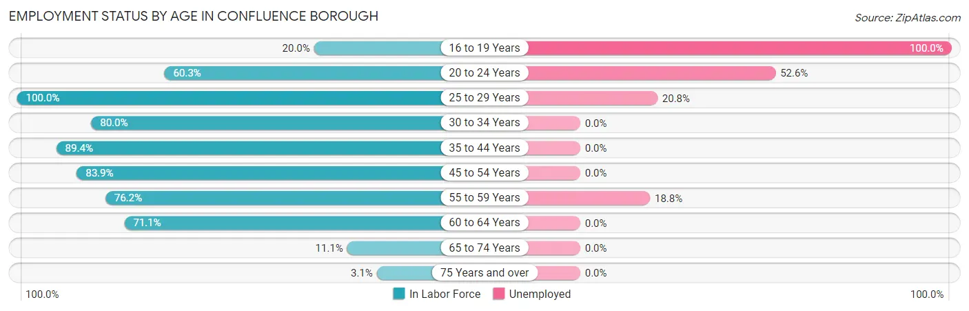 Employment Status by Age in Confluence borough