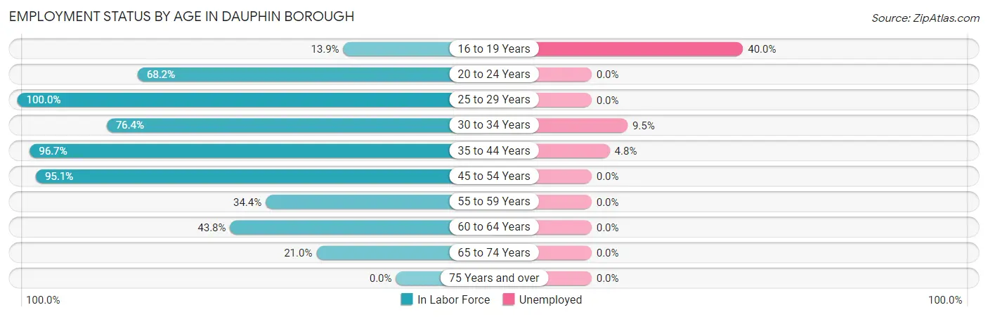 Employment Status by Age in Dauphin borough