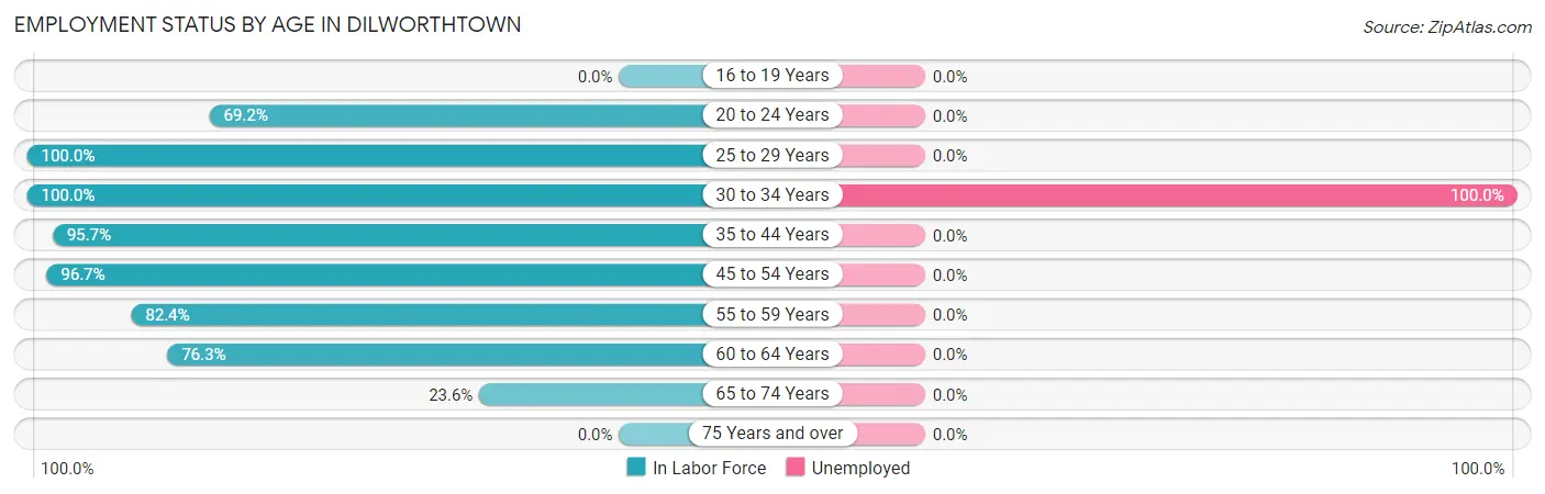 Employment Status by Age in Dilworthtown