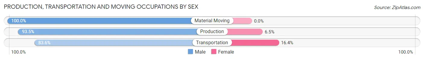 Production, Transportation and Moving Occupations by Sex in Donora borough