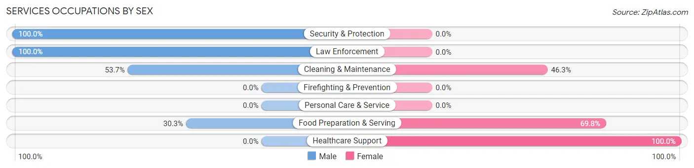 Services Occupations by Sex in Dupont borough