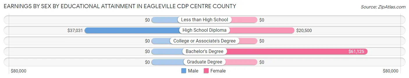 Earnings by Sex by Educational Attainment in Eagleville CDP Centre County