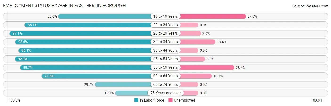 Employment Status by Age in East Berlin borough