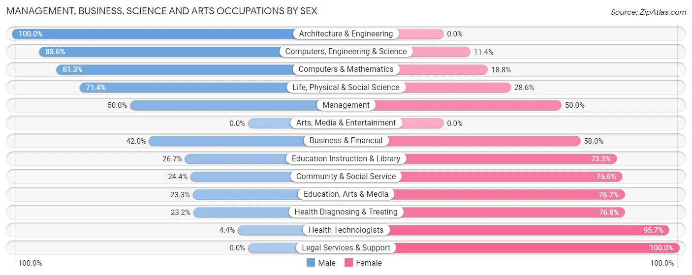 Management, Business, Science and Arts Occupations by Sex in East Berlin borough