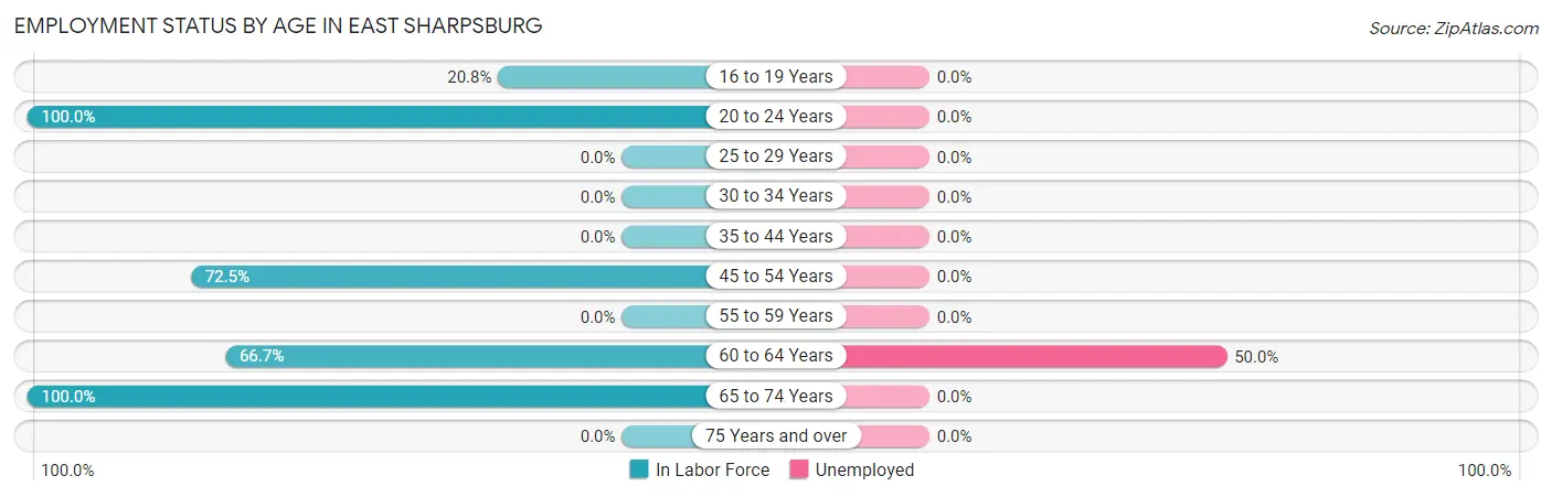 Employment Status by Age in East Sharpsburg