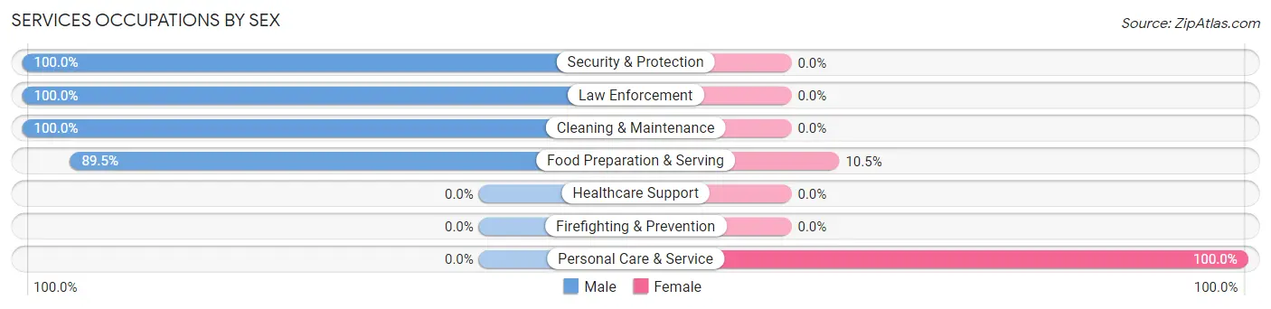Services Occupations by Sex in Eastlawn Gardens