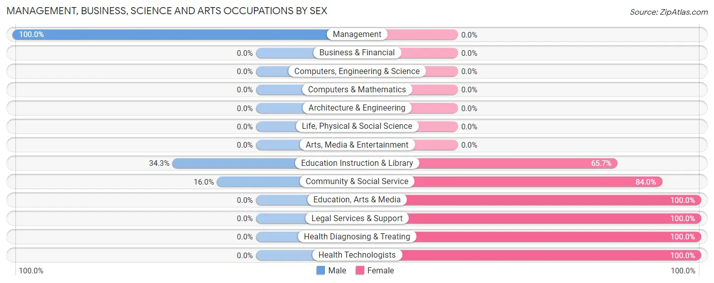 Management, Business, Science and Arts Occupations by Sex in Eldorado