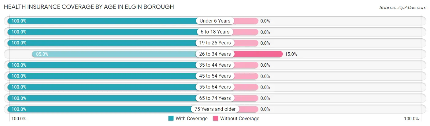 Health Insurance Coverage by Age in Elgin borough