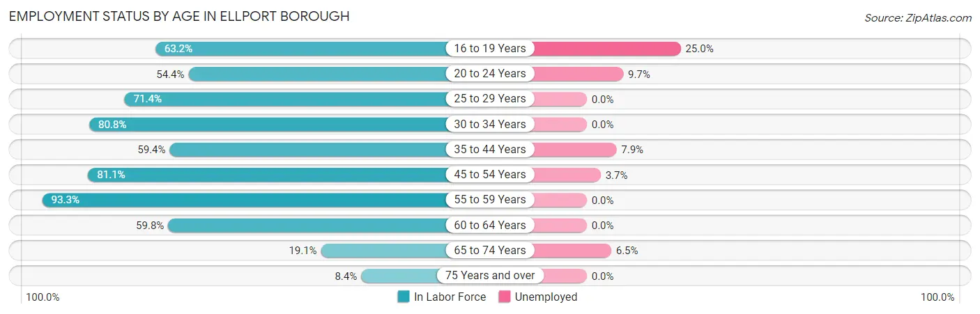 Employment Status by Age in Ellport borough