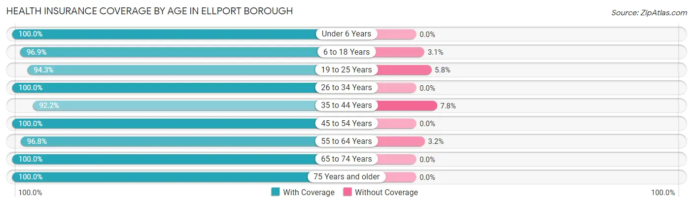 Health Insurance Coverage by Age in Ellport borough