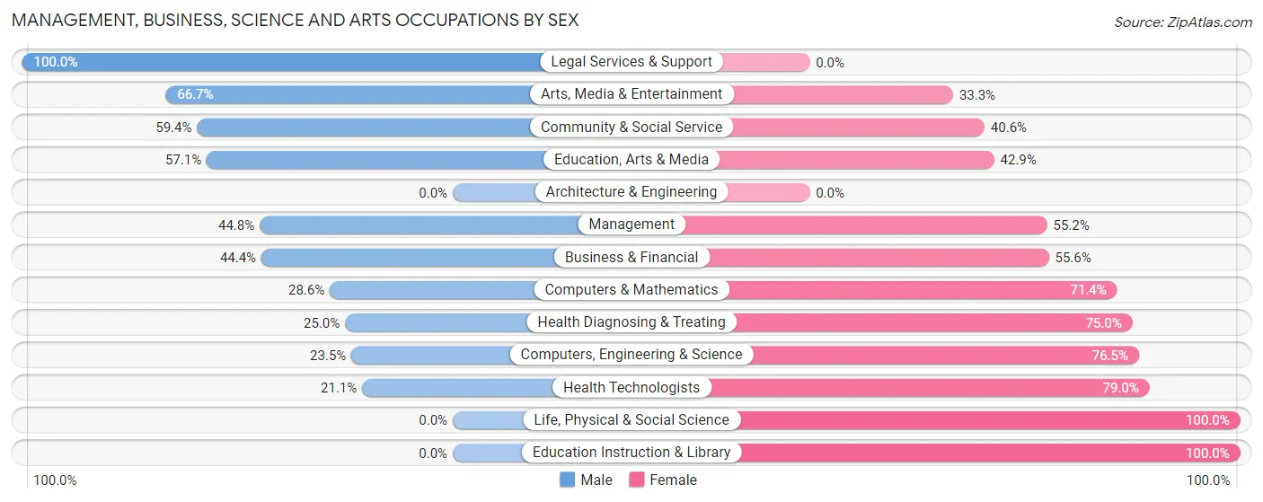 Management, Business, Science and Arts Occupations by Sex in Ellport borough