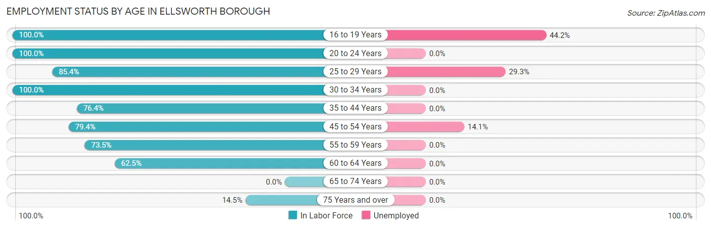 Employment Status by Age in Ellsworth borough