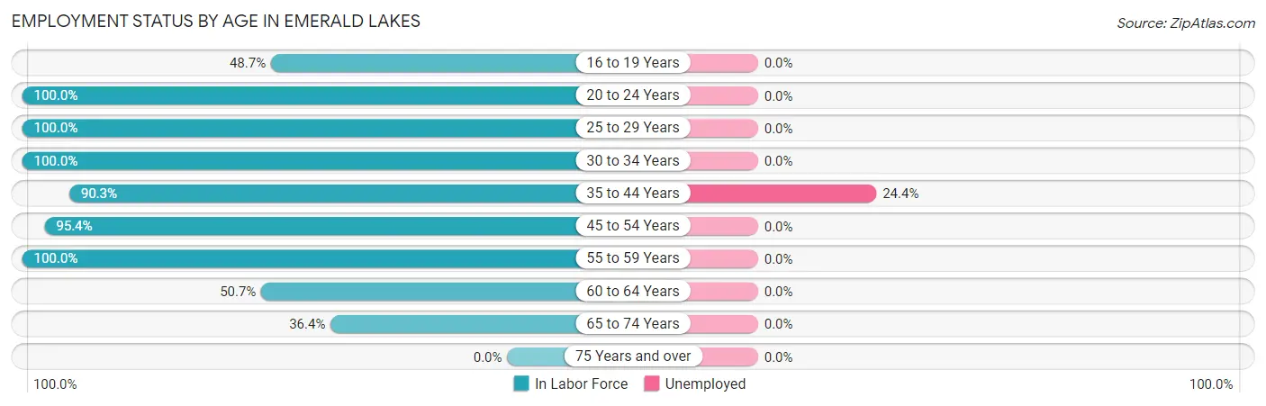 Employment Status by Age in Emerald Lakes