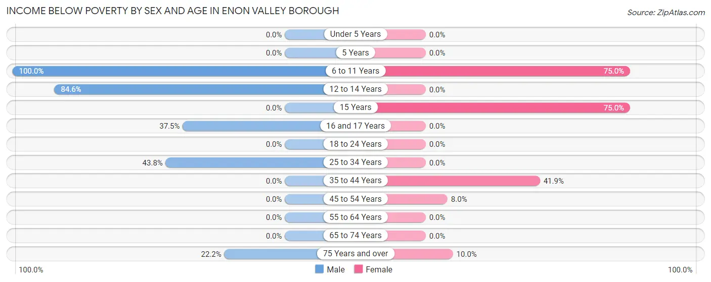Income Below Poverty by Sex and Age in Enon Valley borough