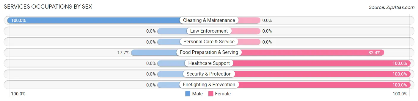 Services Occupations by Sex in Ernest borough