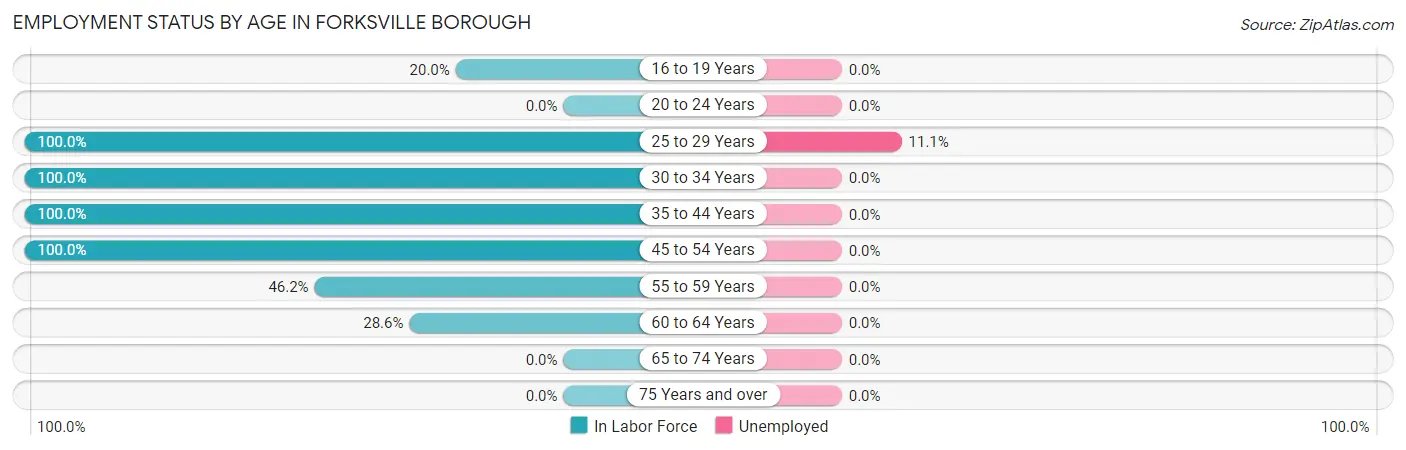 Employment Status by Age in Forksville borough