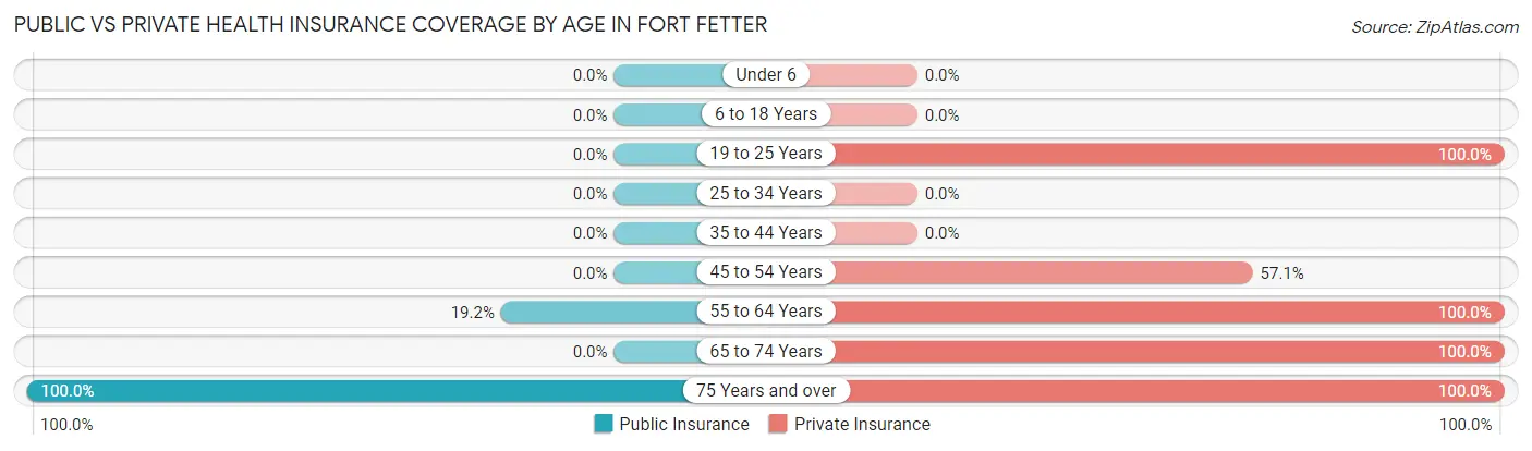 Public vs Private Health Insurance Coverage by Age in Fort Fetter