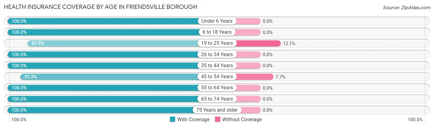Health Insurance Coverage by Age in Friendsville borough