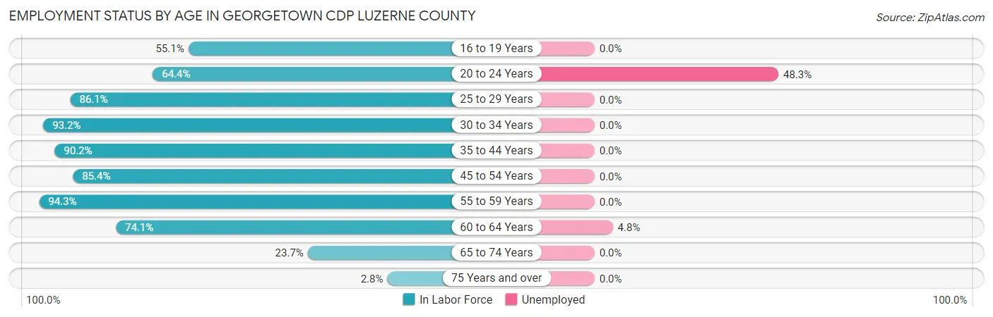 Employment Status by Age in Georgetown CDP Luzerne County
