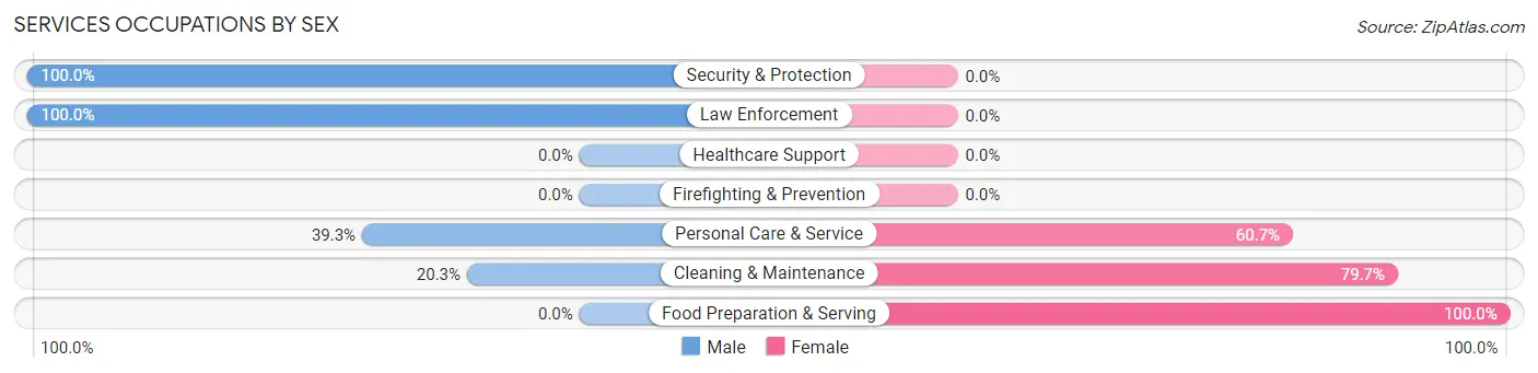 Services Occupations by Sex in Georgetown CDP Luzerne County