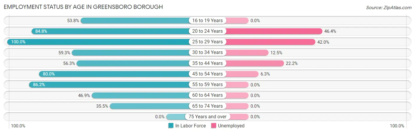 Employment Status by Age in Greensboro borough