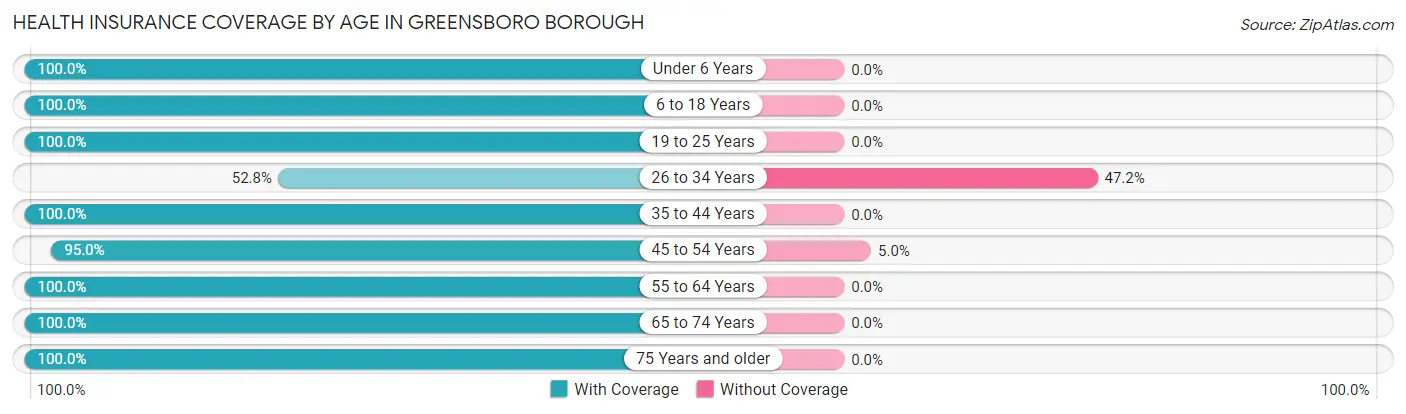 Health Insurance Coverage by Age in Greensboro borough
