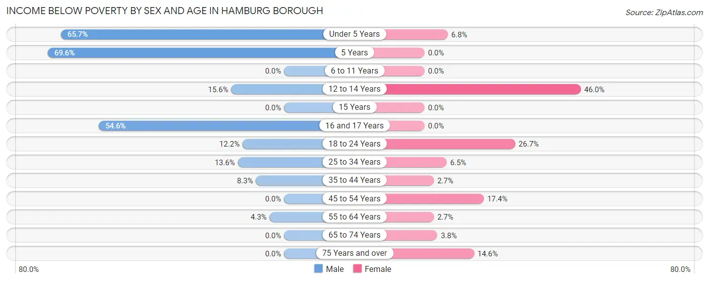 Income Below Poverty by Sex and Age in Hamburg borough