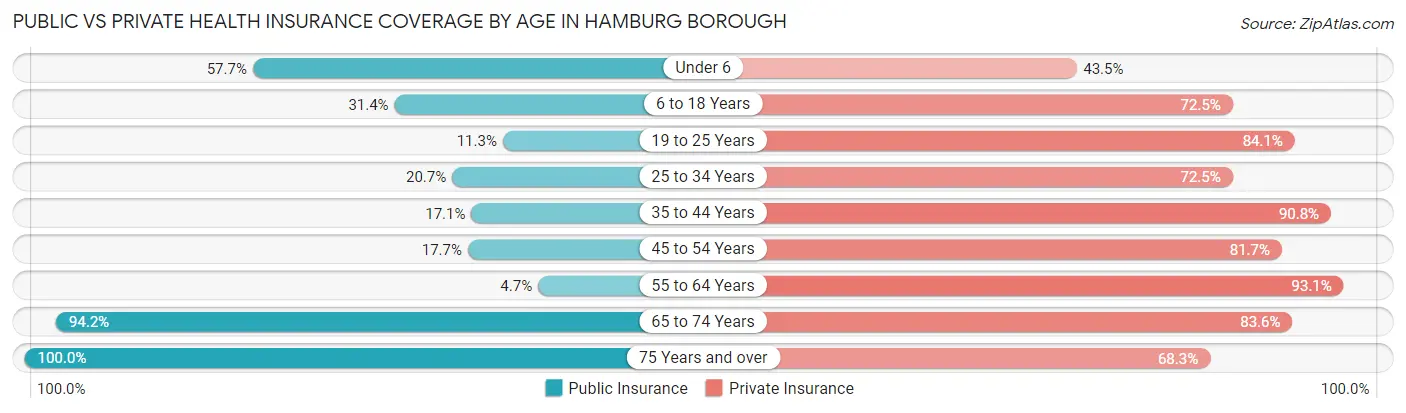 Public vs Private Health Insurance Coverage by Age in Hamburg borough