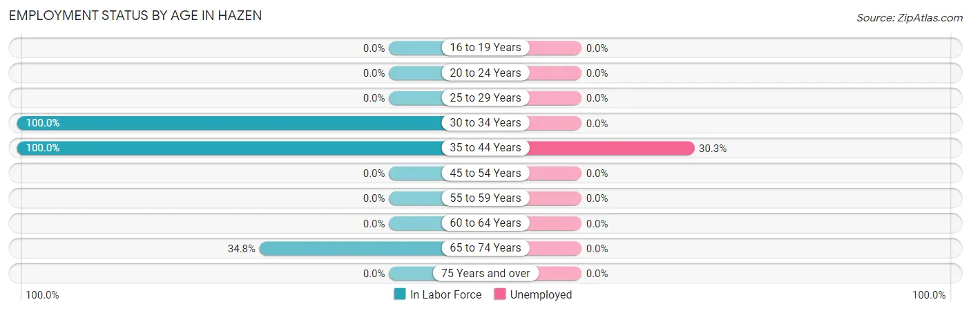 Employment Status by Age in Hazen