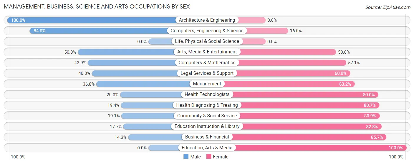 Management, Business, Science and Arts Occupations by Sex in Homer City borough