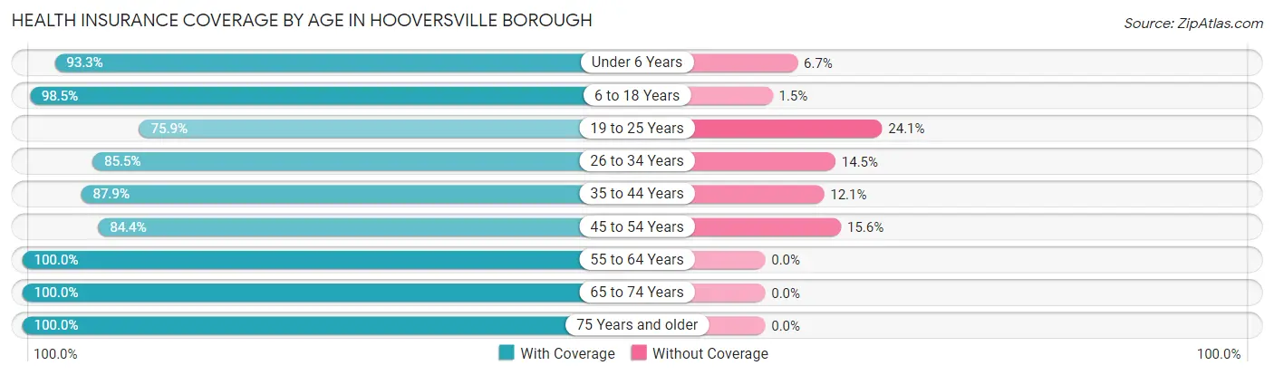 Health Insurance Coverage by Age in Hooversville borough