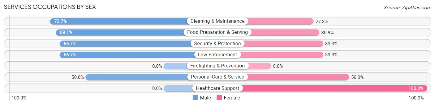 Services Occupations by Sex in Hooversville borough