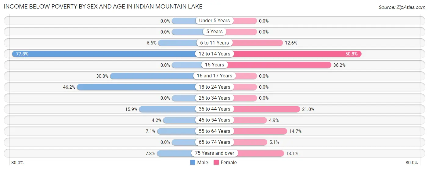 Income Below Poverty by Sex and Age in Indian Mountain Lake