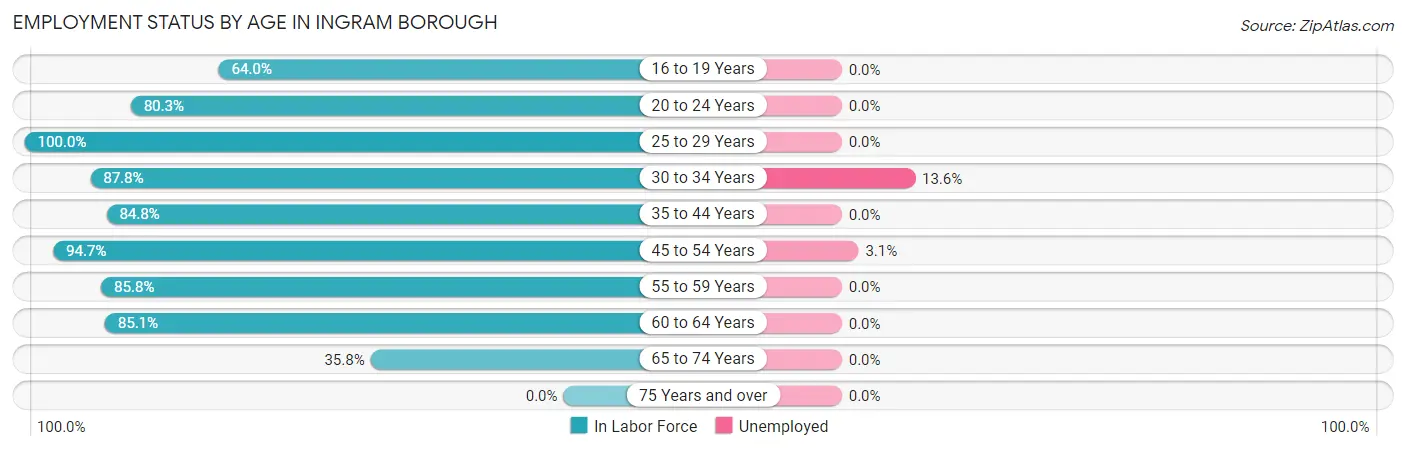 Employment Status by Age in Ingram borough