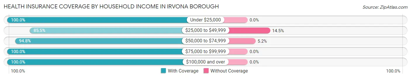 Health Insurance Coverage by Household Income in Irvona borough