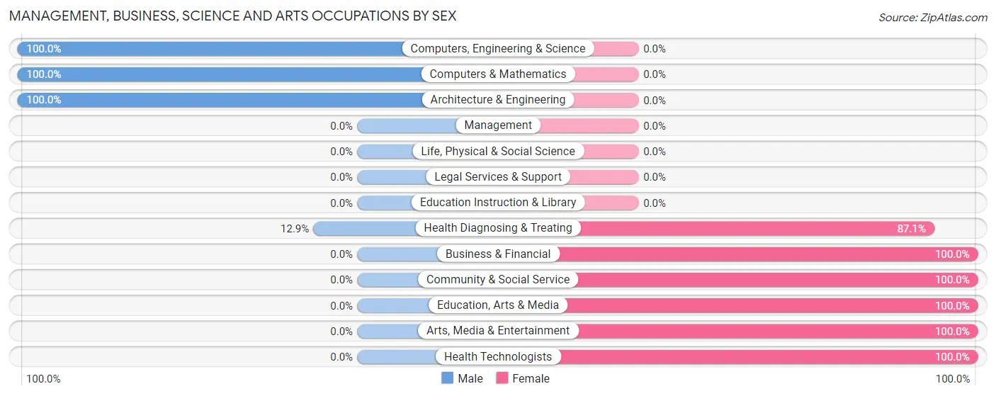 Management, Business, Science and Arts Occupations by Sex in Jeddo borough