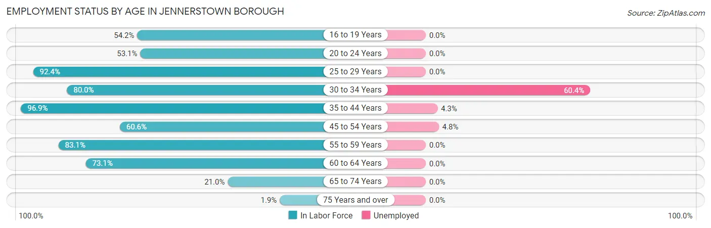 Employment Status by Age in Jennerstown borough