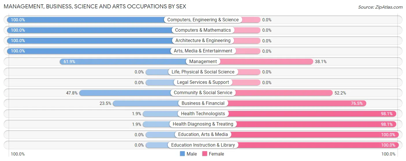 Management, Business, Science and Arts Occupations by Sex in Jennerstown borough