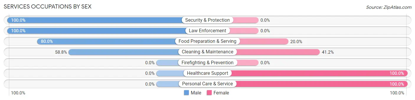 Services Occupations by Sex in Jennerstown borough