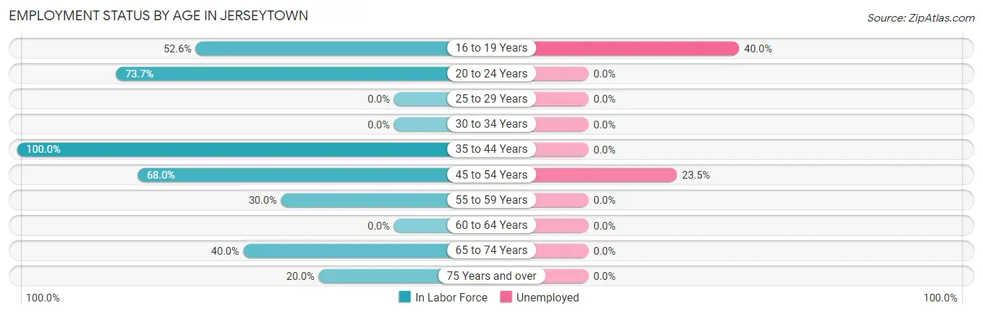Employment Status by Age in Jerseytown