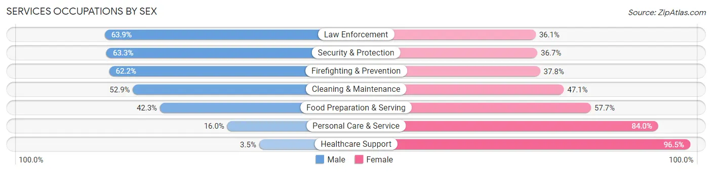 Services Occupations by Sex in King Of Prussia