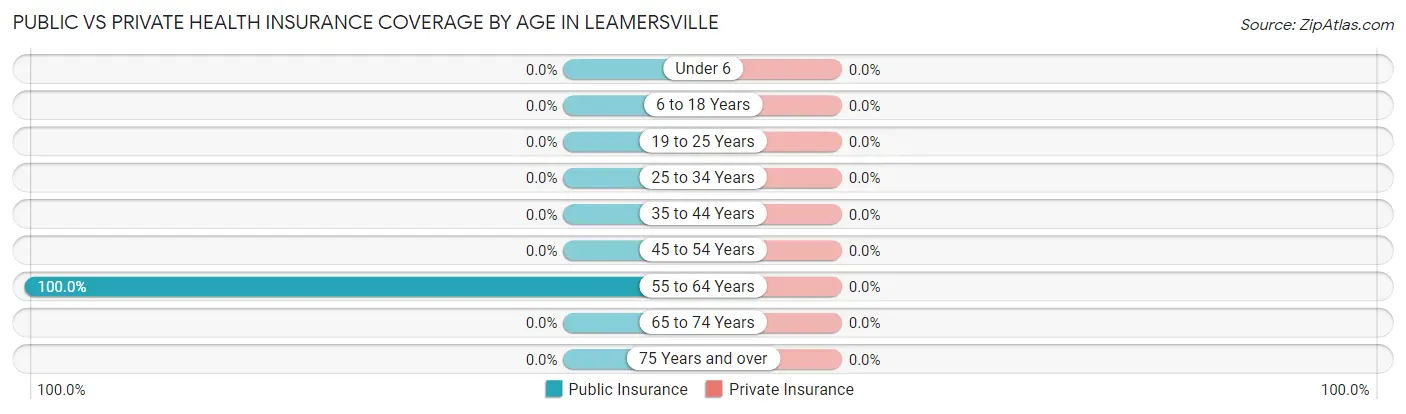 Public vs Private Health Insurance Coverage by Age in Leamersville