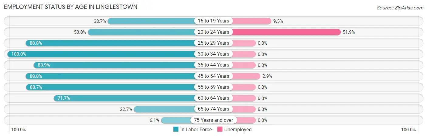 Employment Status by Age in Linglestown